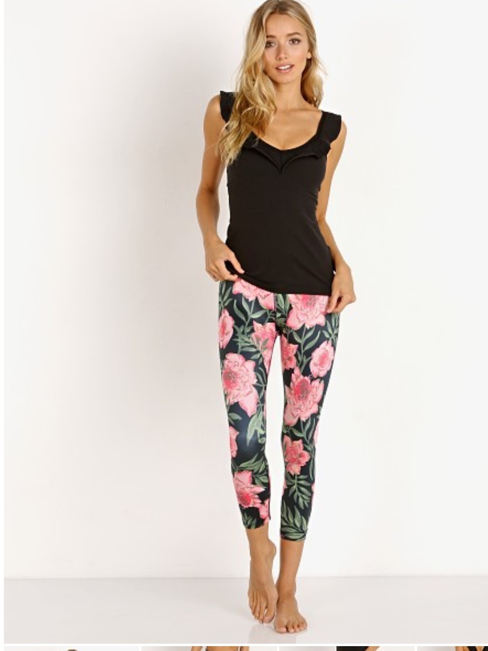 Beyond Yoga Hi Rise Lux Floral Print Capri Ankle Leggings in Protea Vine Sz Lrg